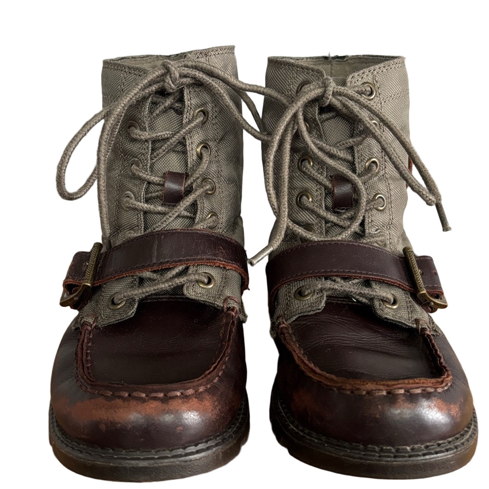 Polo Ralph Lauren Ranger Tumbler Youth Canvas and Leather Lace-Up Boots size 4 - Picture 2 of 11